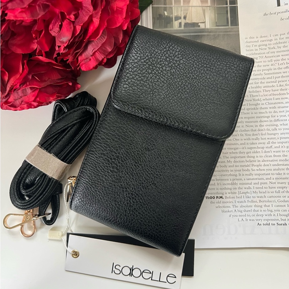 NEW Isabelle Elegant Black Vegan Leather Small Crossbody Shoulder Bag Pu…